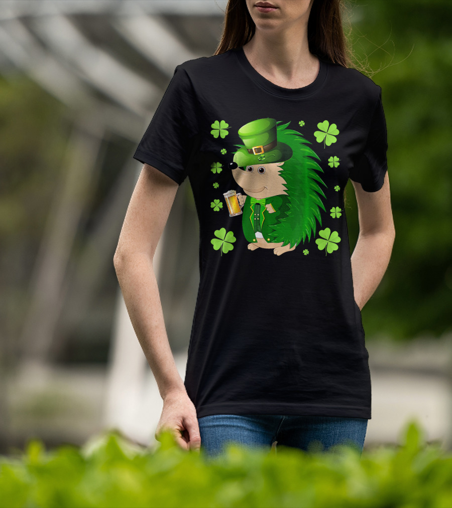 Funny Hedgichaun Leprechaun Clover Beer St. Patrick's Day T-Shirt
