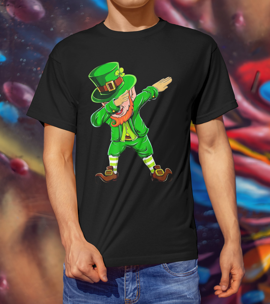 Dabbing Leprechaun Funny St Patrick Day Green Costume Irish Dance T-Shirt
