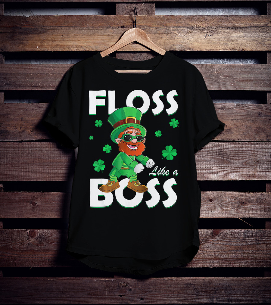Floss Like A Boss Leprechaun St Patricks Day Shamrocks T-Shirt