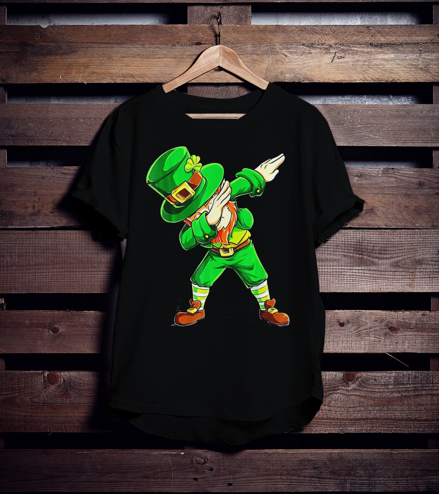Leprechaun Dabbing Dance Pose In Green Costume T-Shirt