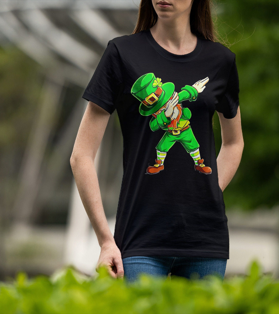 Leprechaun Dabbing Dance Pose In Green Costume T-Shirt