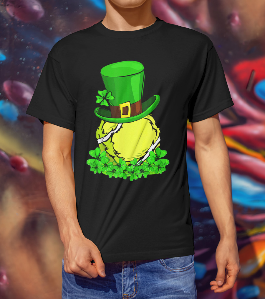 Leprechaun Hat Shamrock Tennis Ball St Patrick T-Shirt