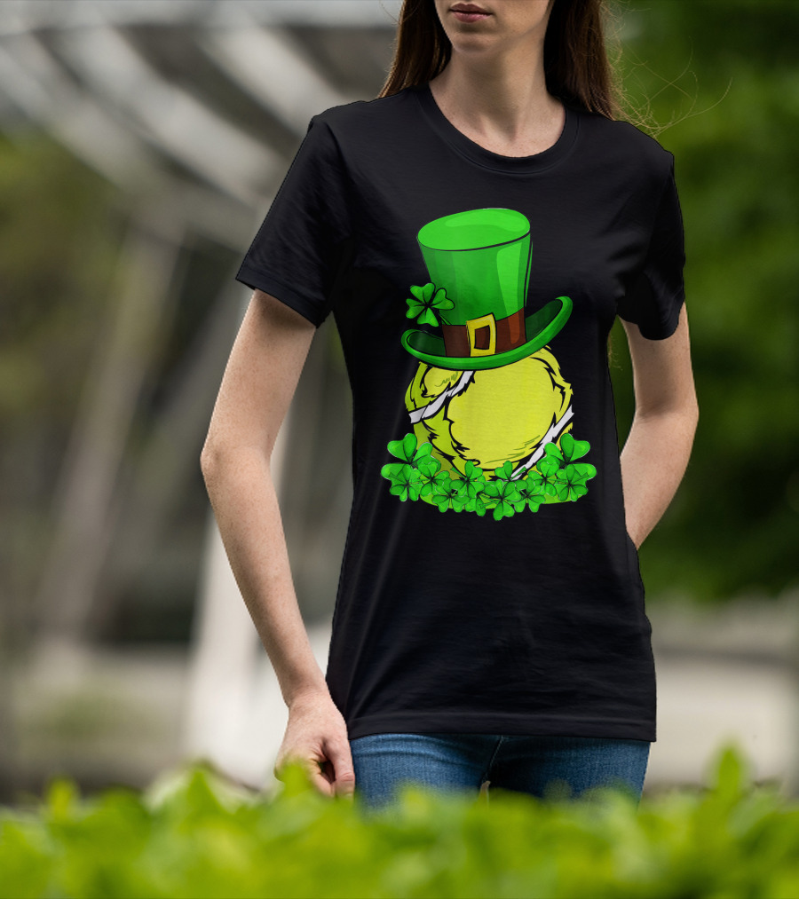 Leprechaun Hat Shamrock Tennis Ball St Patrick T-Shirt