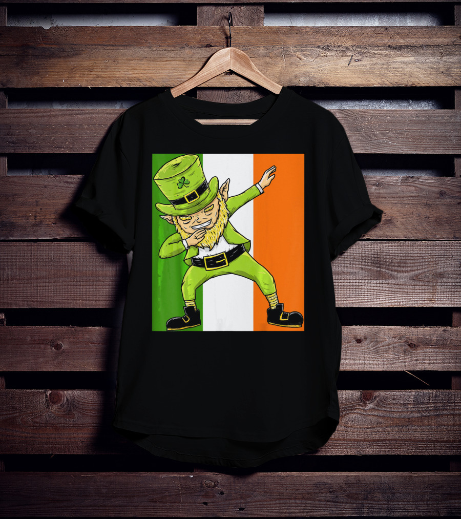 Irish Flag Dabbing Leprechaun St Patrick's Day T-Shirt