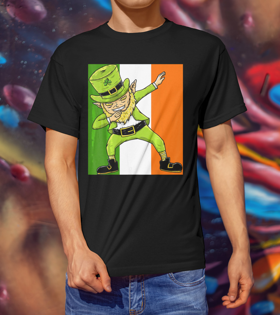 Irish Flag Dabbing Leprechaun St Patrick's Day T-Shirt