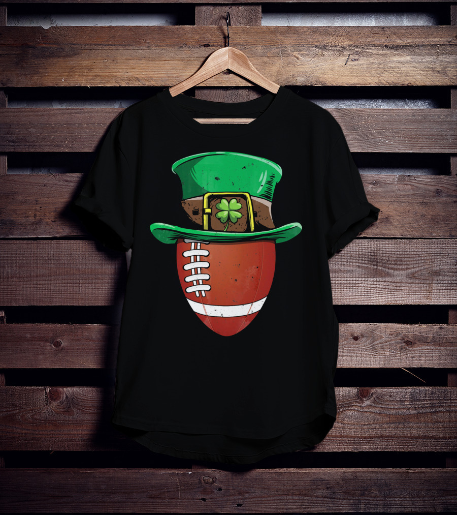 Leprechaun Hat Shamrock American Football Ball T-Shirt