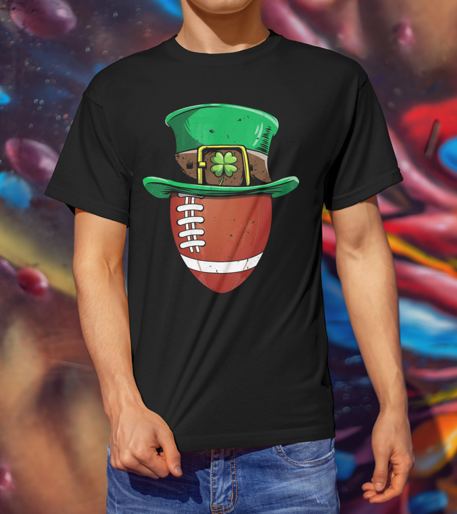 Leprechaun Hat Shamrock American Football Ball T-Shirt
