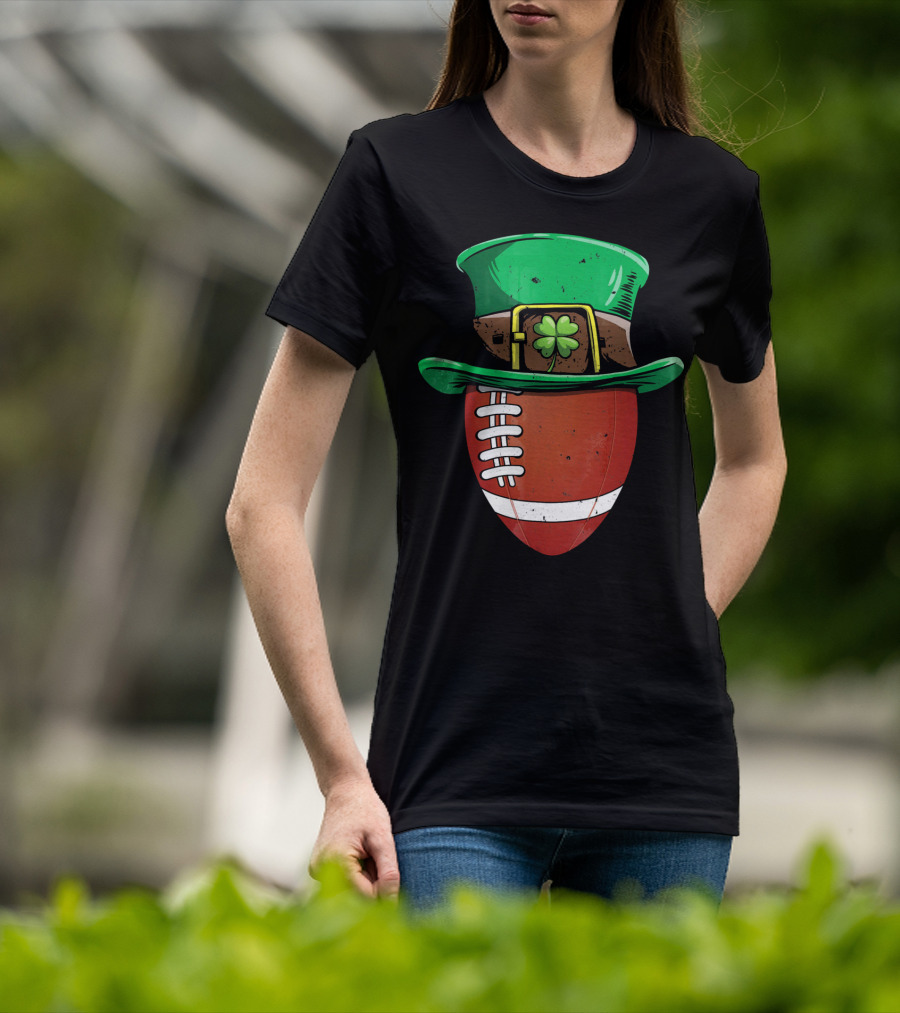 Leprechaun Hat Shamrock American Football Ball T-Shirt