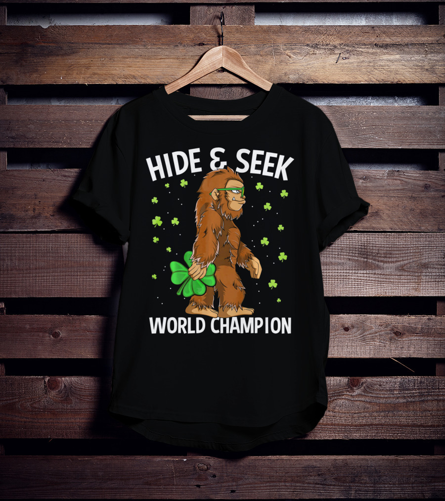 Hide And Seek World Champion Bigfoot Shamrock St Patrick's Day T-Shirt