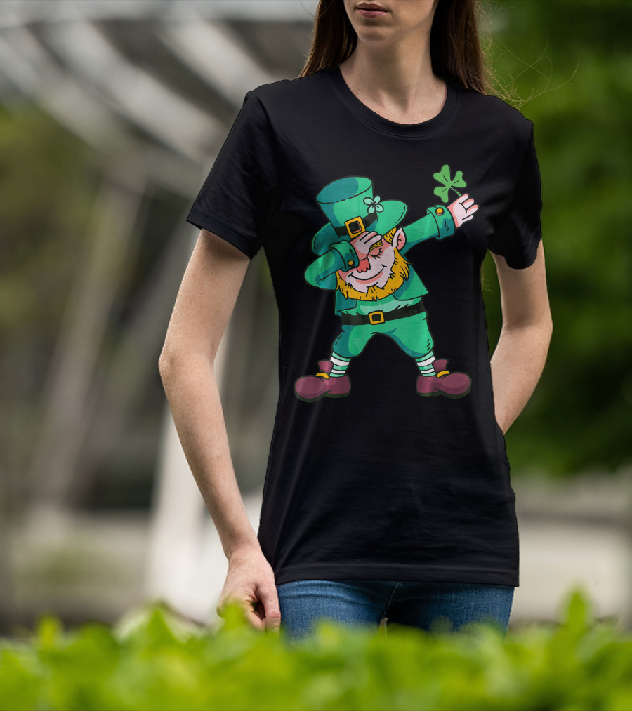 Dabbing Leprechaun Irish Shamrock T-Shirt
