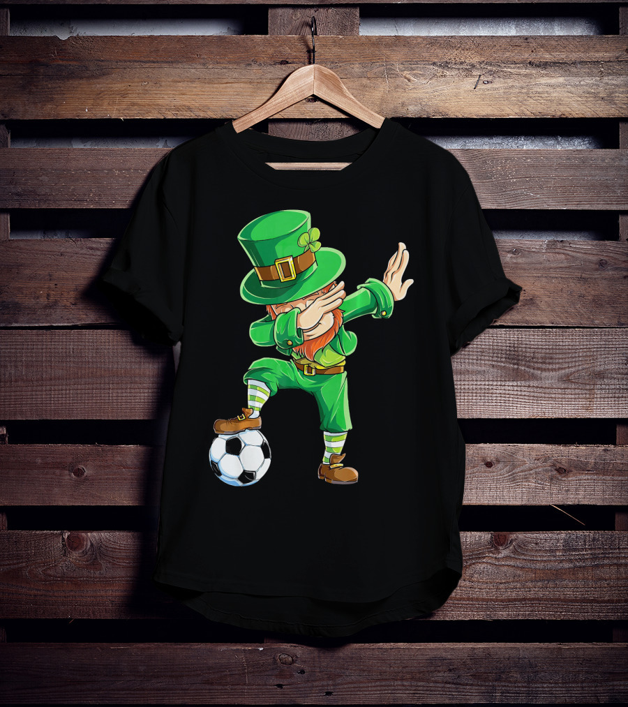 Dabbing Leprechaun Soccer Ball St Patricks Day T-Shirt