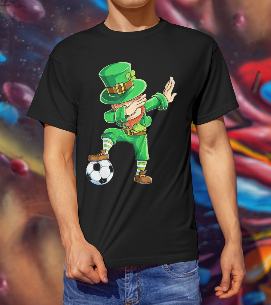 Dabbing Leprechaun Soccer Ball St Patricks Day T-Shirt