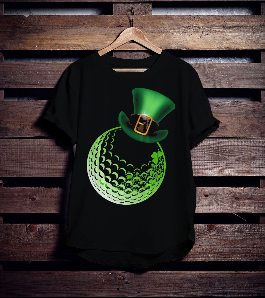 Shamrock Golf Ball With Leprechaun Hat St Patrick's Day Fun T-Shirt
