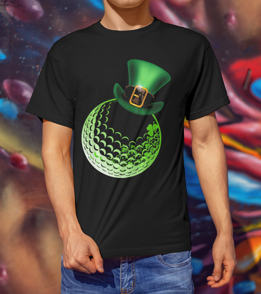 Shamrock Golf Ball With Leprechaun Hat St Patrick's Day Fun T-Shirt