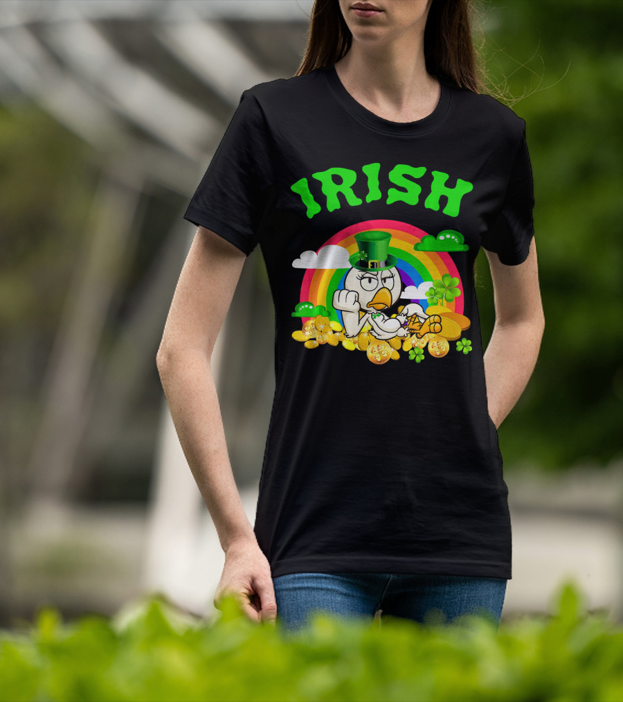 Irish Chicken Funny St Patricks Day Rainbow Gold Coins T-Shirt