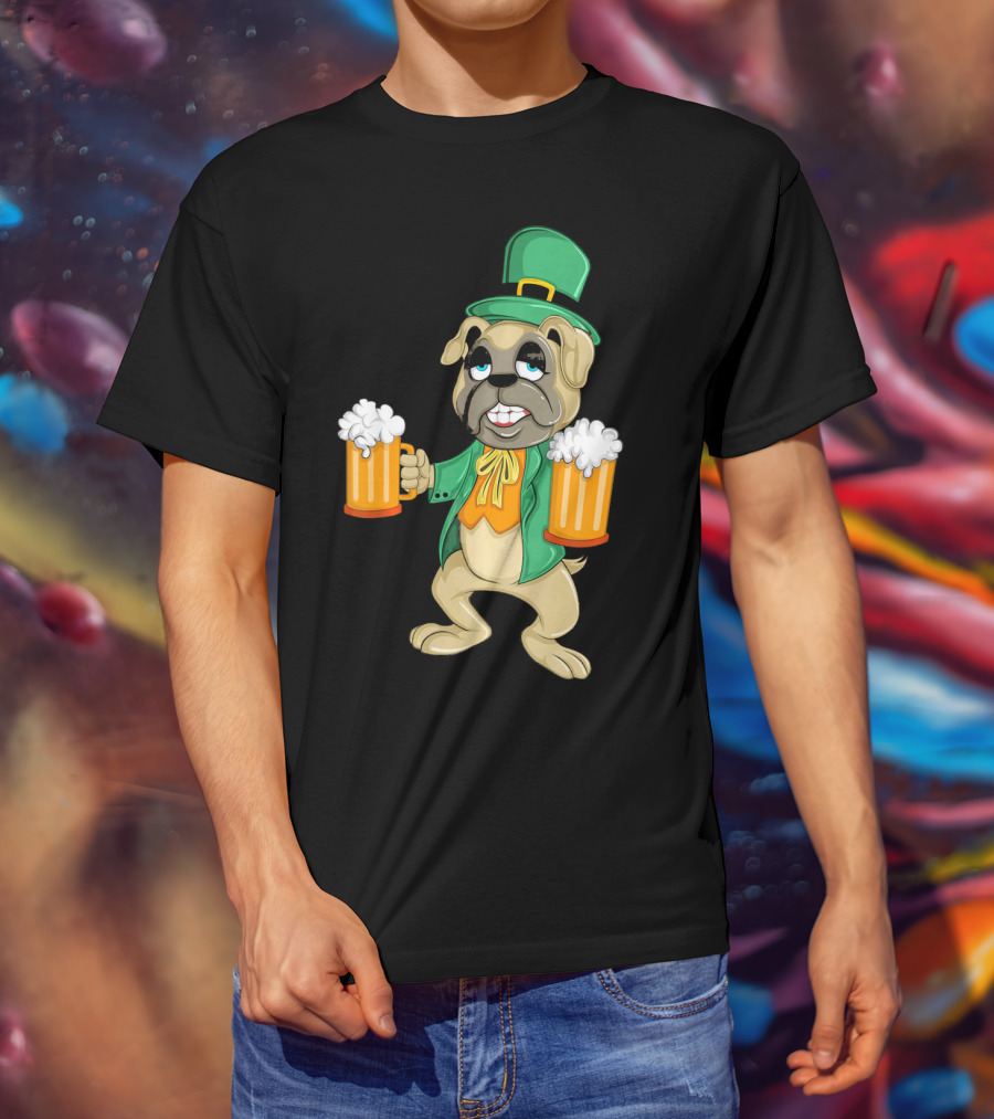 Irish Leprechaun Pug With Beers For St. Patrick's T-Shirt