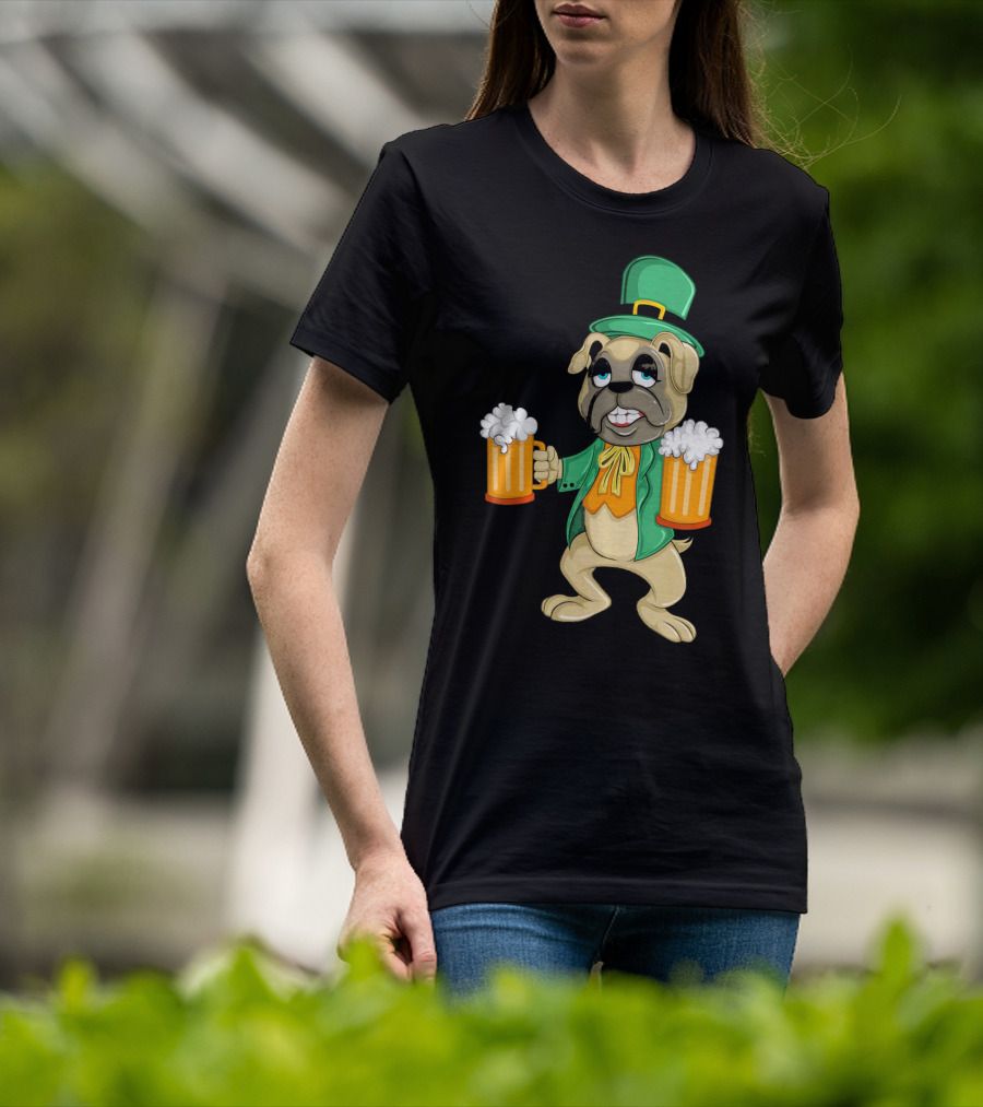 Irish Leprechaun Pug With Beers For St. Patrick's T-Shirt