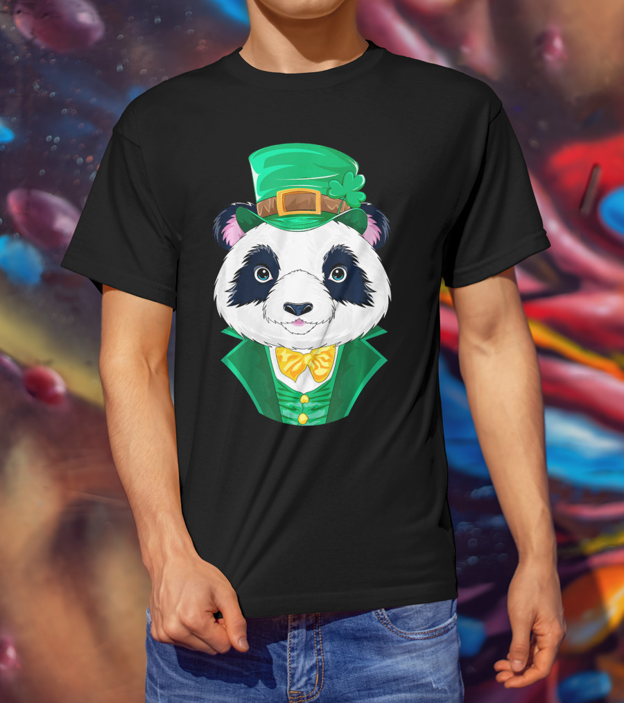 Panda Leprechaun Happy Lucky Irish Charm T-Shirt