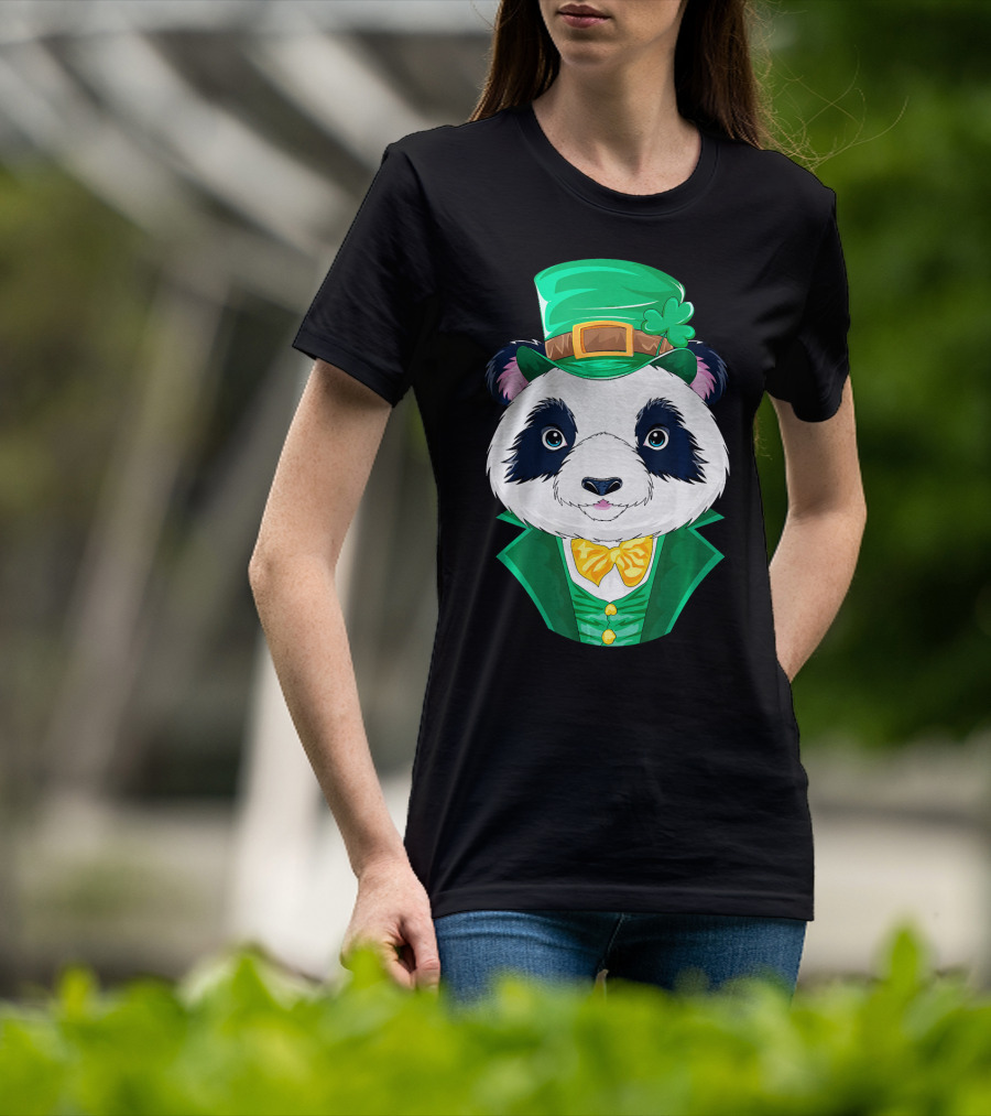 Panda Leprechaun Happy Lucky Irish Charm T-Shirt