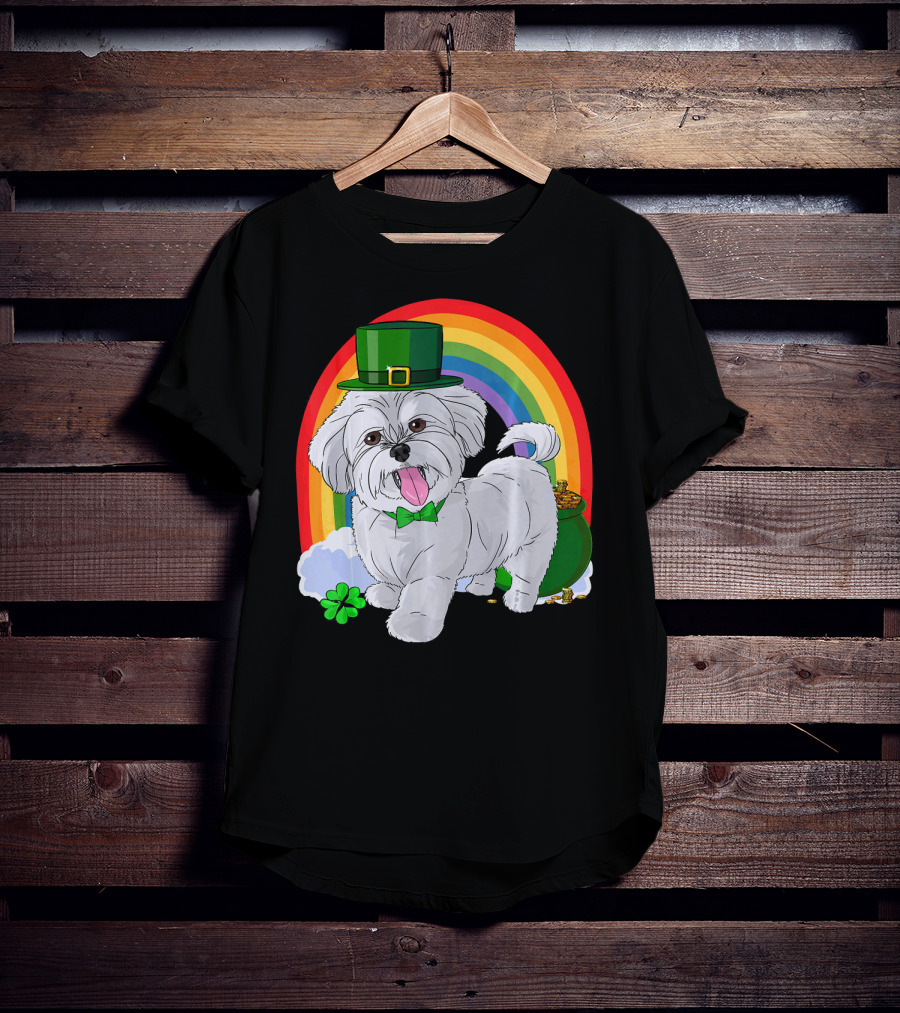 Maltese Leprechaun St Patrick's Day Rainbow Shamrock T-Shirt