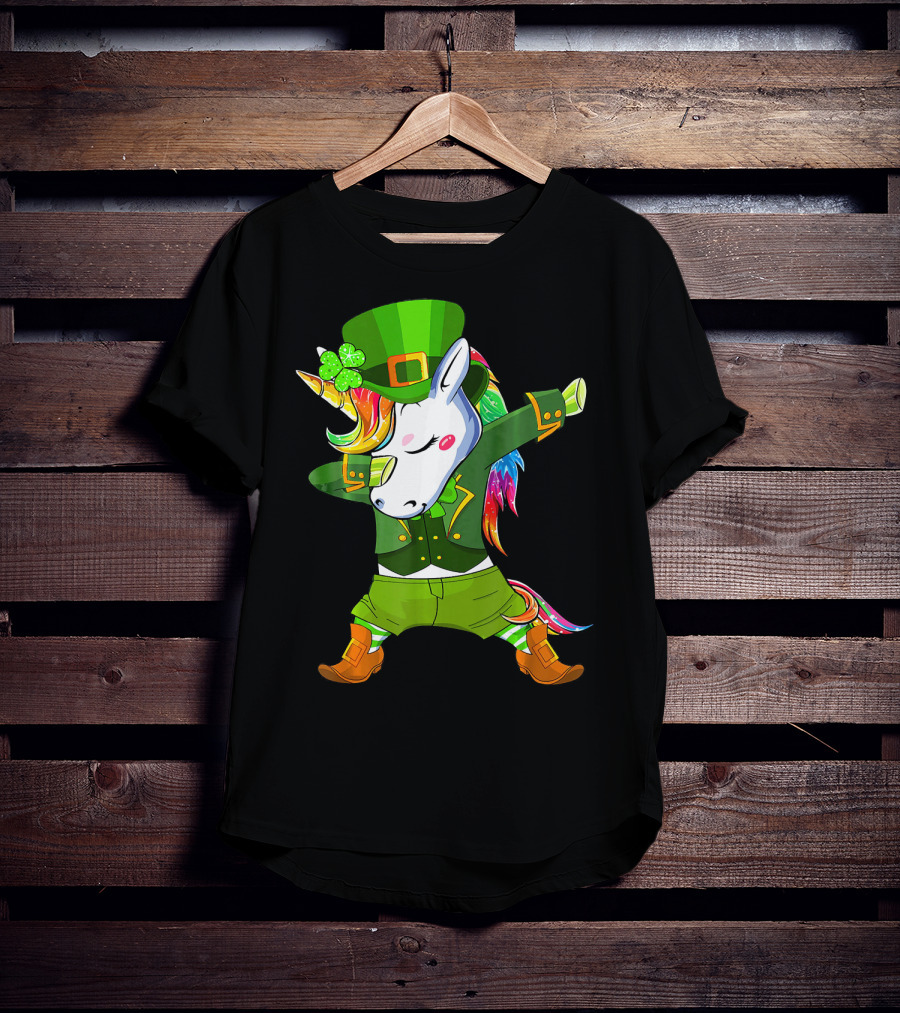 Leprechaun Costume Funny Dabbing Unicorn St. Patrick's Day Rainbow Magic T-Shirt