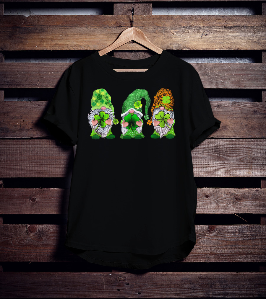 Leprechaun Irish Gnomes With Shamrocks And Clover Hats T-Shirt