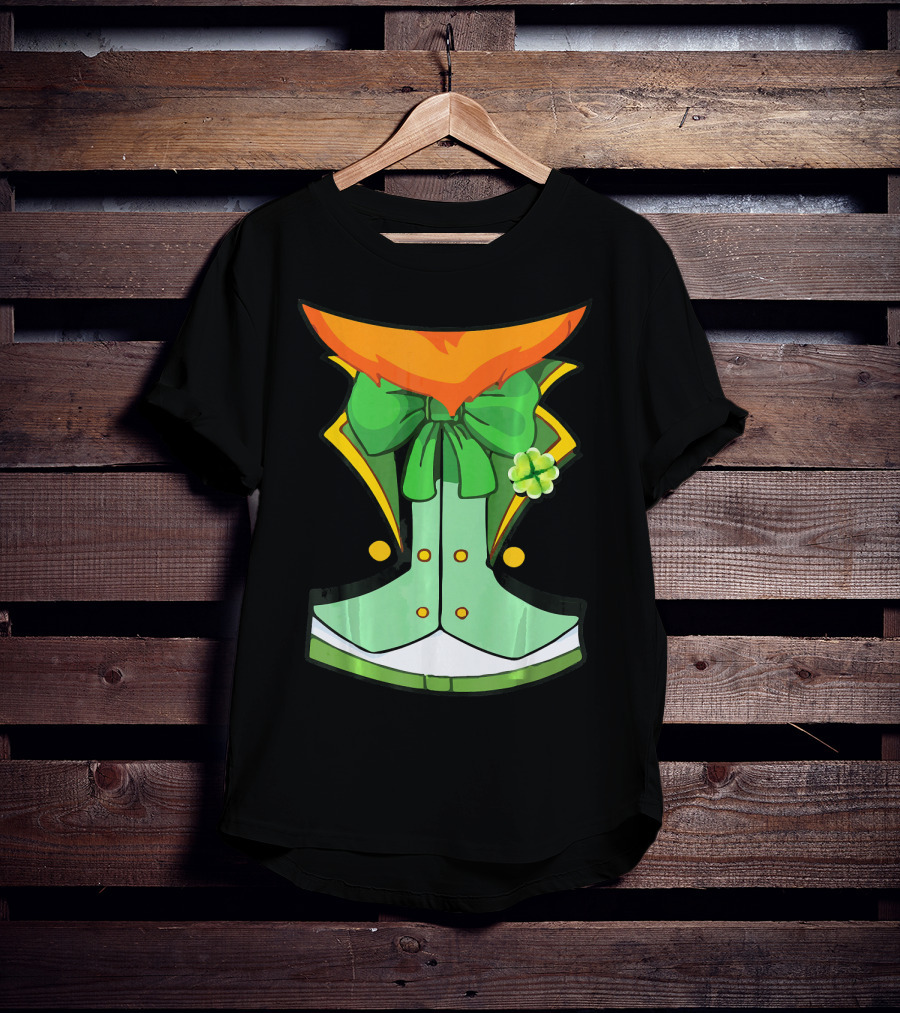 Tuxedo Leprechaun Costume With Green Bowtie And Shamrock T-Shirt