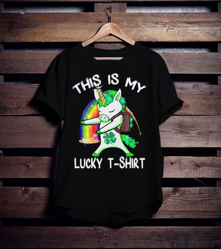 This Is My Lucky T-Shirt Lepricorn Unicorn Rainbow Clover Sparkle Dab T-Shirt