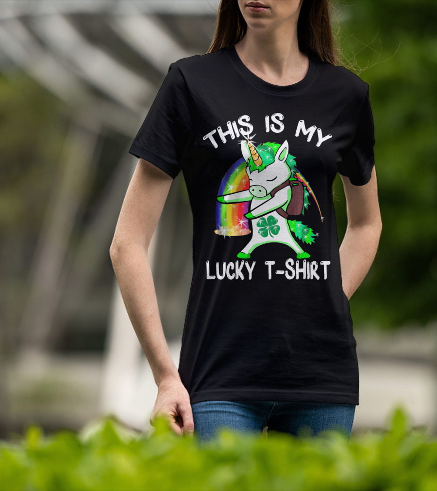 This Is My Lucky T-Shirt Lepricorn Unicorn Rainbow Clover Sparkle Dab T-Shirt