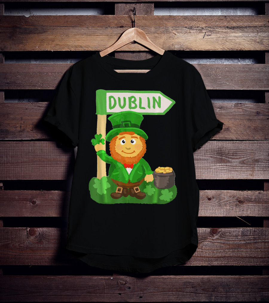 Dublin Leprechaun Shamrock Gold T-Shirt