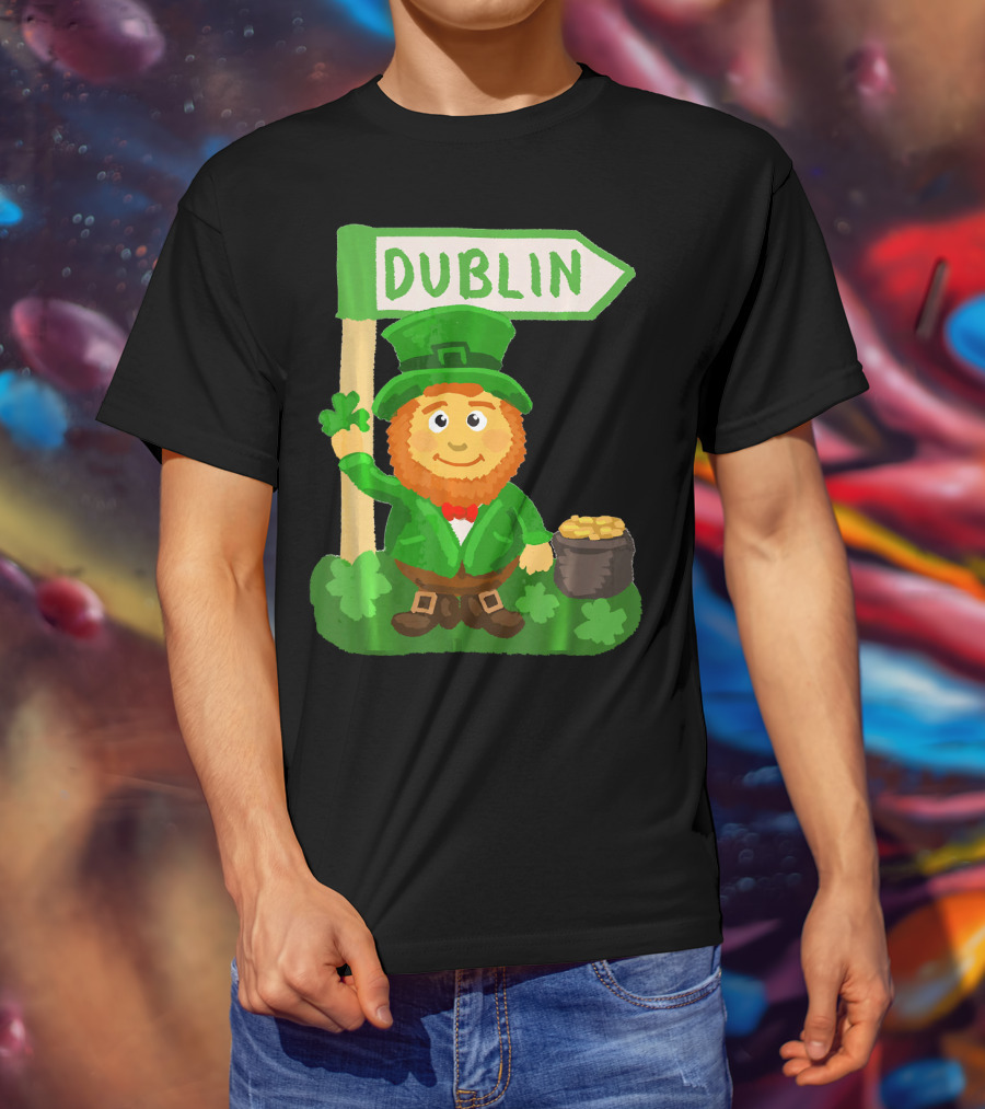 Dublin Leprechaun Shamrock Gold T-Shirt