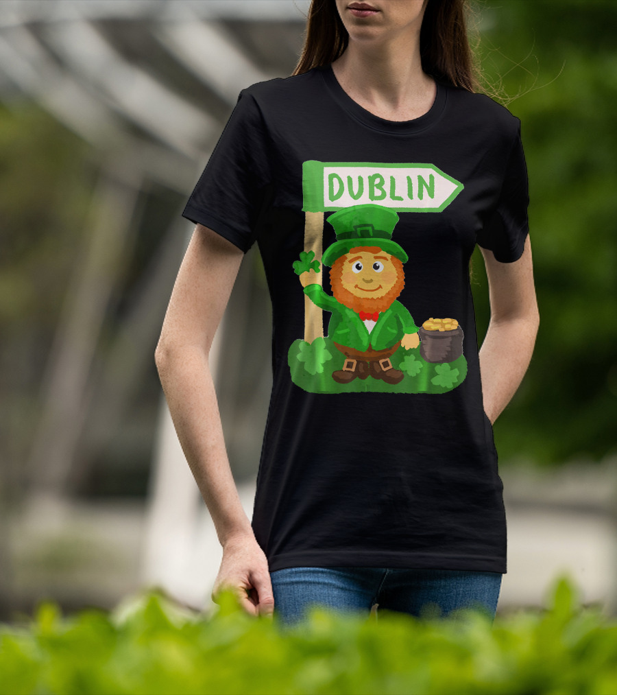 Dublin Leprechaun Shamrock Gold T-Shirt