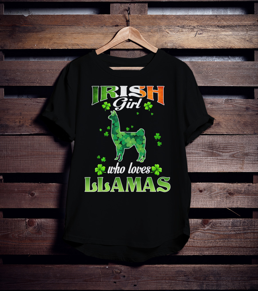 Irish Girl Who Loves Llamas With Shamrocks St Patricks Day T-Shirt