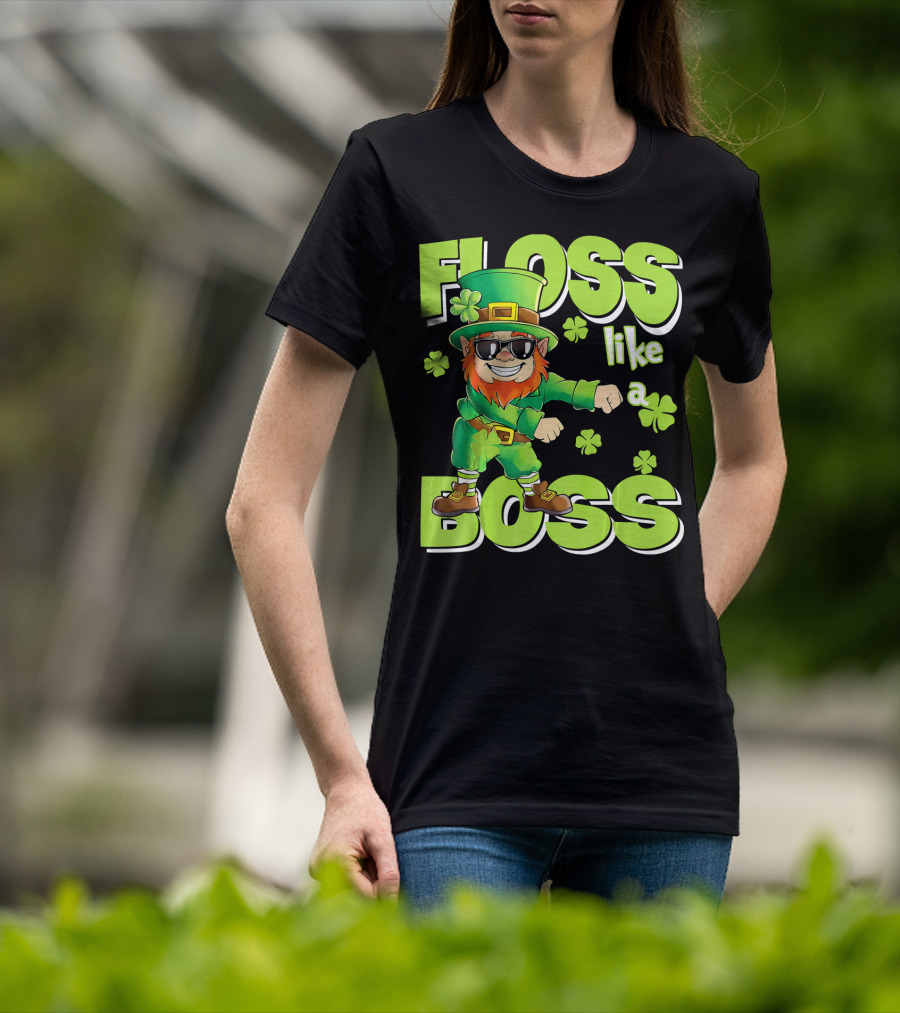 Floss Like A Boss Leprechaun Funny Shena T-Shirt