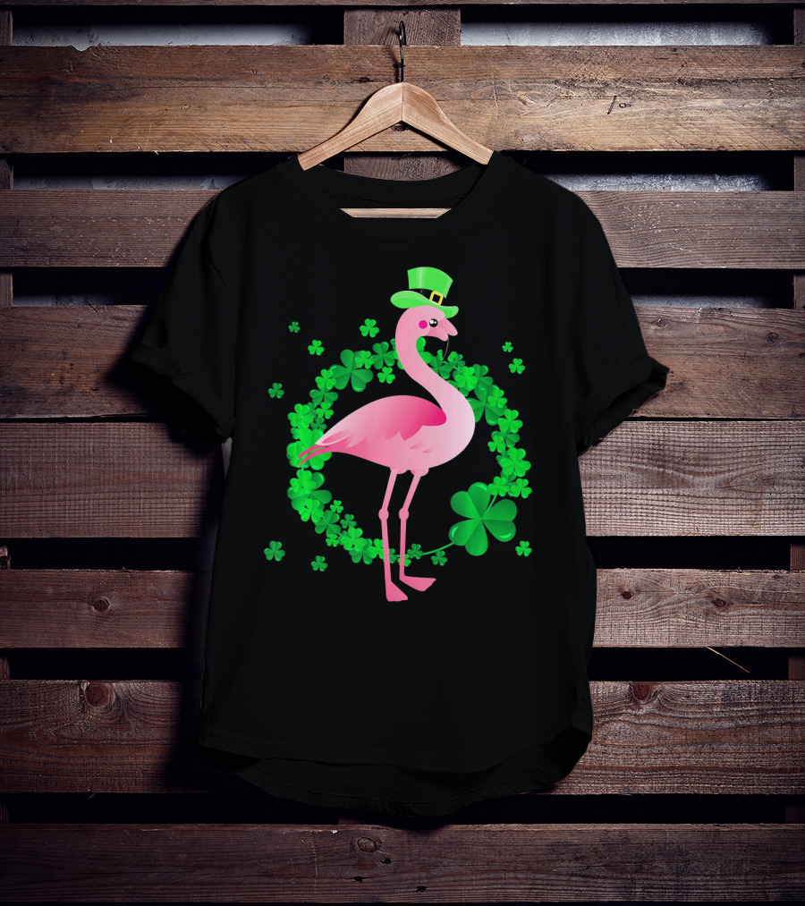 Flamingo Shamrock St. Patrick's Day Green Clover Hat T-Shirt