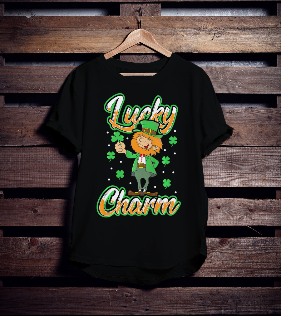 Lucky Charm St. Patrick's Day Leprechaun With Shamrocks T-Shirt