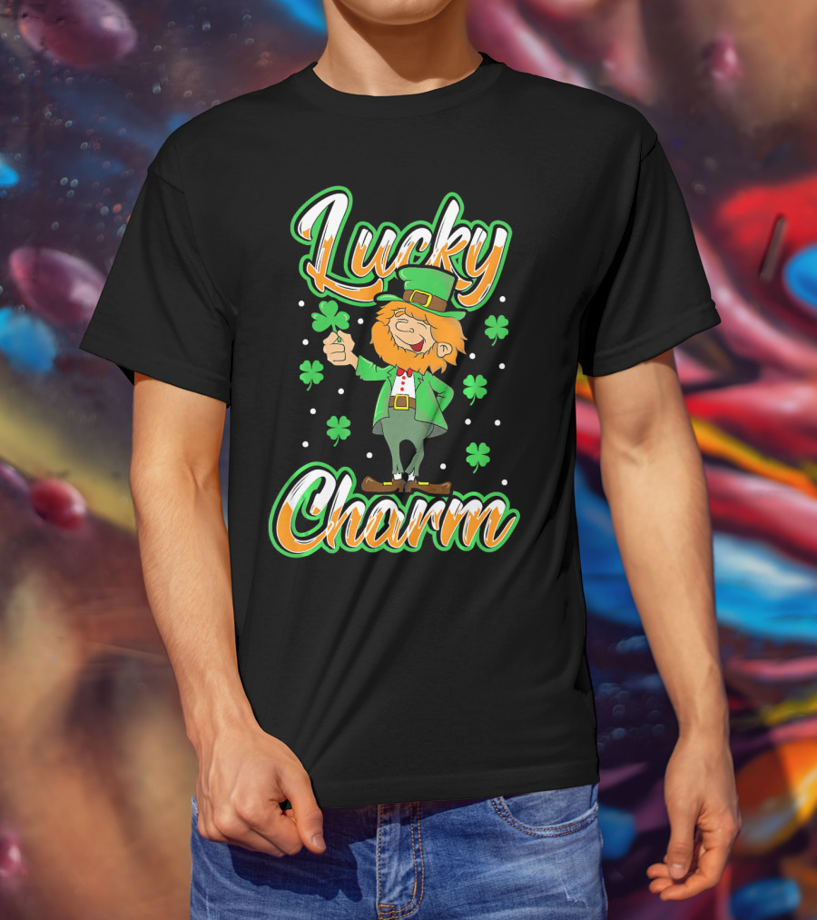 Lucky Charm St. Patrick's Day Leprechaun With Shamrocks T-Shirt