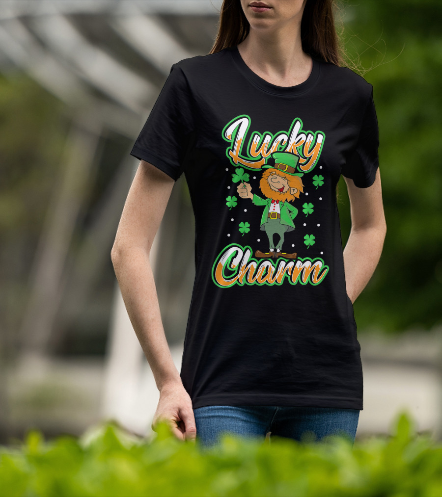 Lucky Charm St. Patrick's Day Leprechaun With Shamrocks T-Shirt