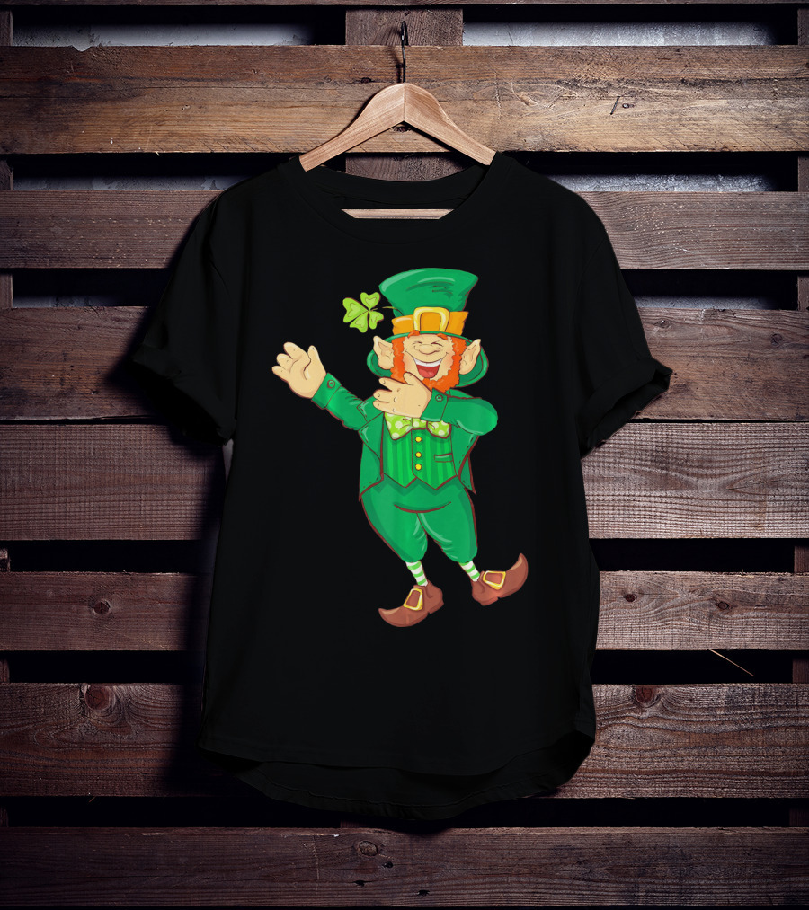 St Paddy Leprechaun Dabbing Dance Saint Clover Green T-Shirt