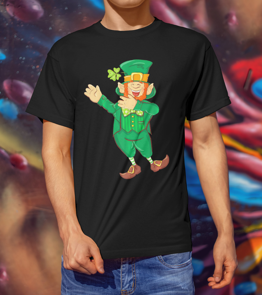 St Paddy Leprechaun Dabbing Dance Saint Clover Green T-Shirt