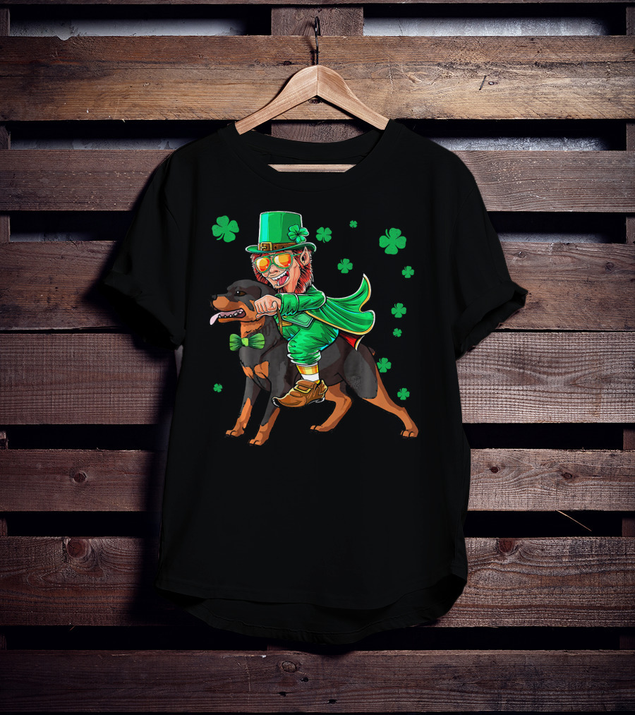 Leprechaun Rottweiler Shamrock St. Patrick's Day T-Shirt
