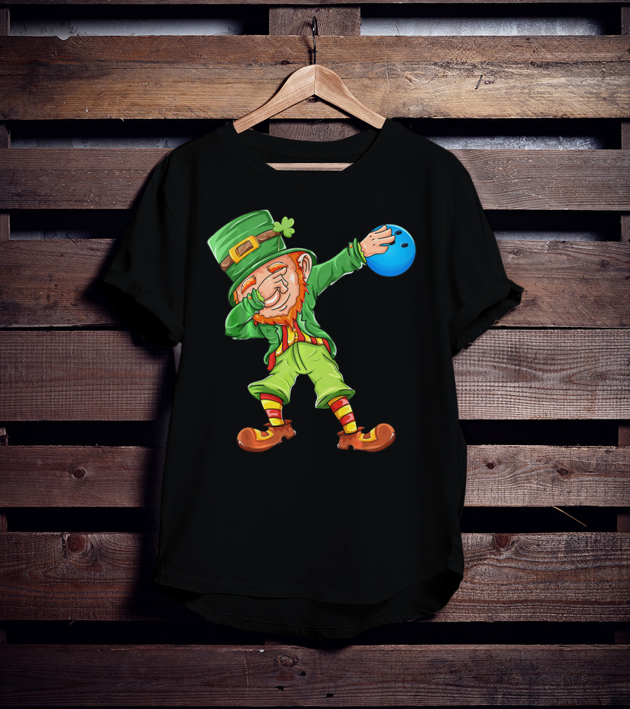 Bowling Leprechaun Dabbing With Bowling Ball T-Shirt