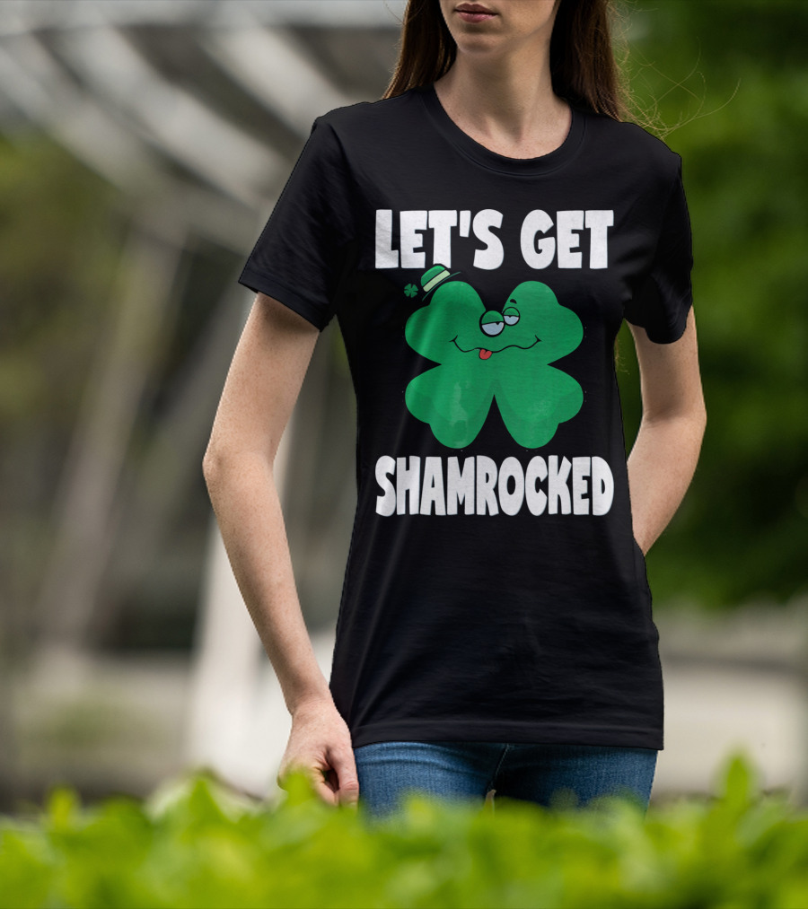 Let's Get Shamrocked Funny Retro St Patri Shamrock Image T-Shirt