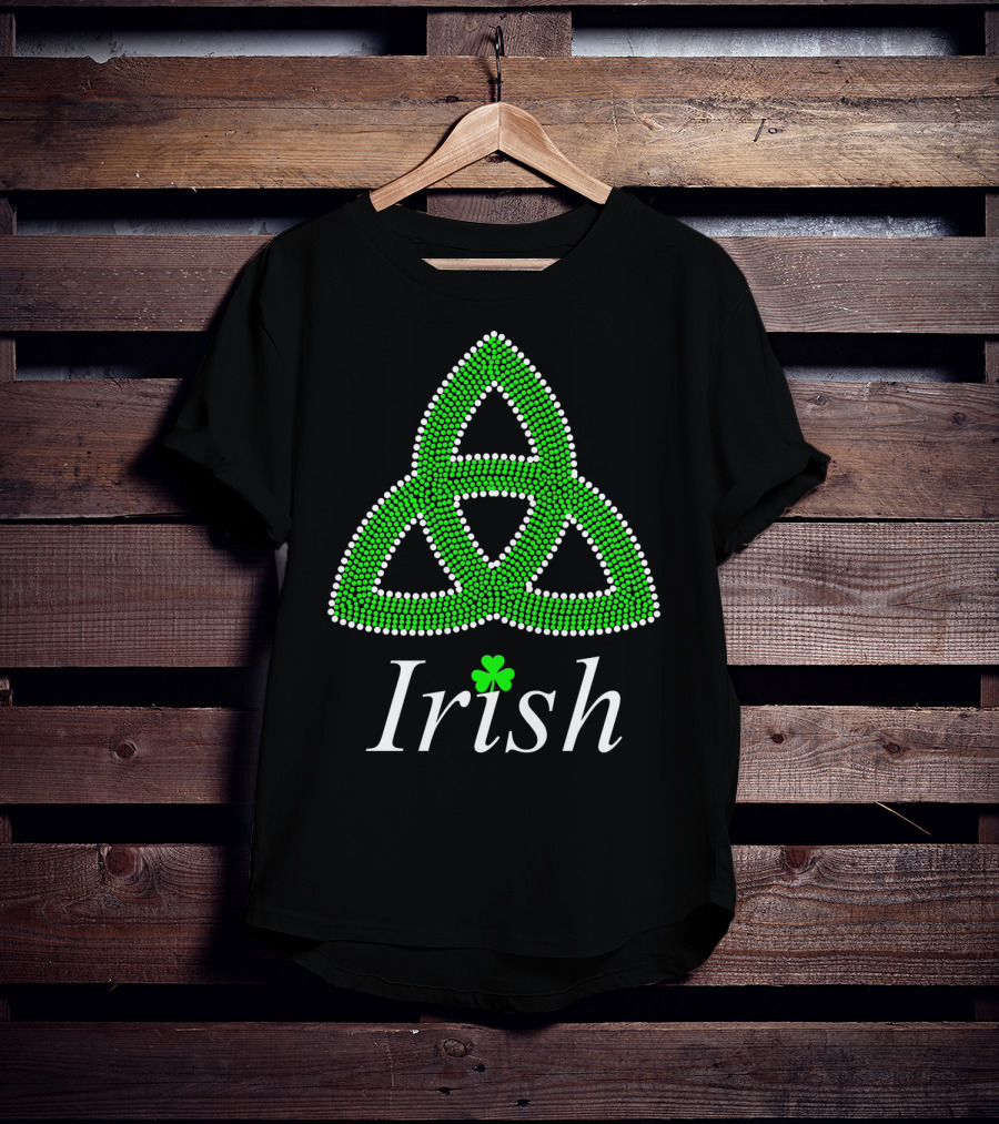 Irish Celtic Knot Trinity Rhinestone Shamrock T-Shirt