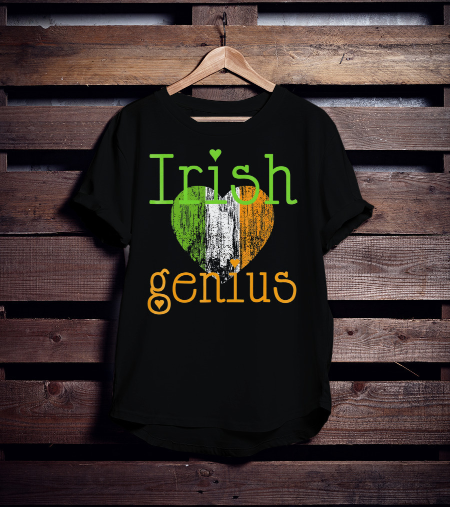 Irish Genius Heart With Irish Flag Colors T-Shirt
