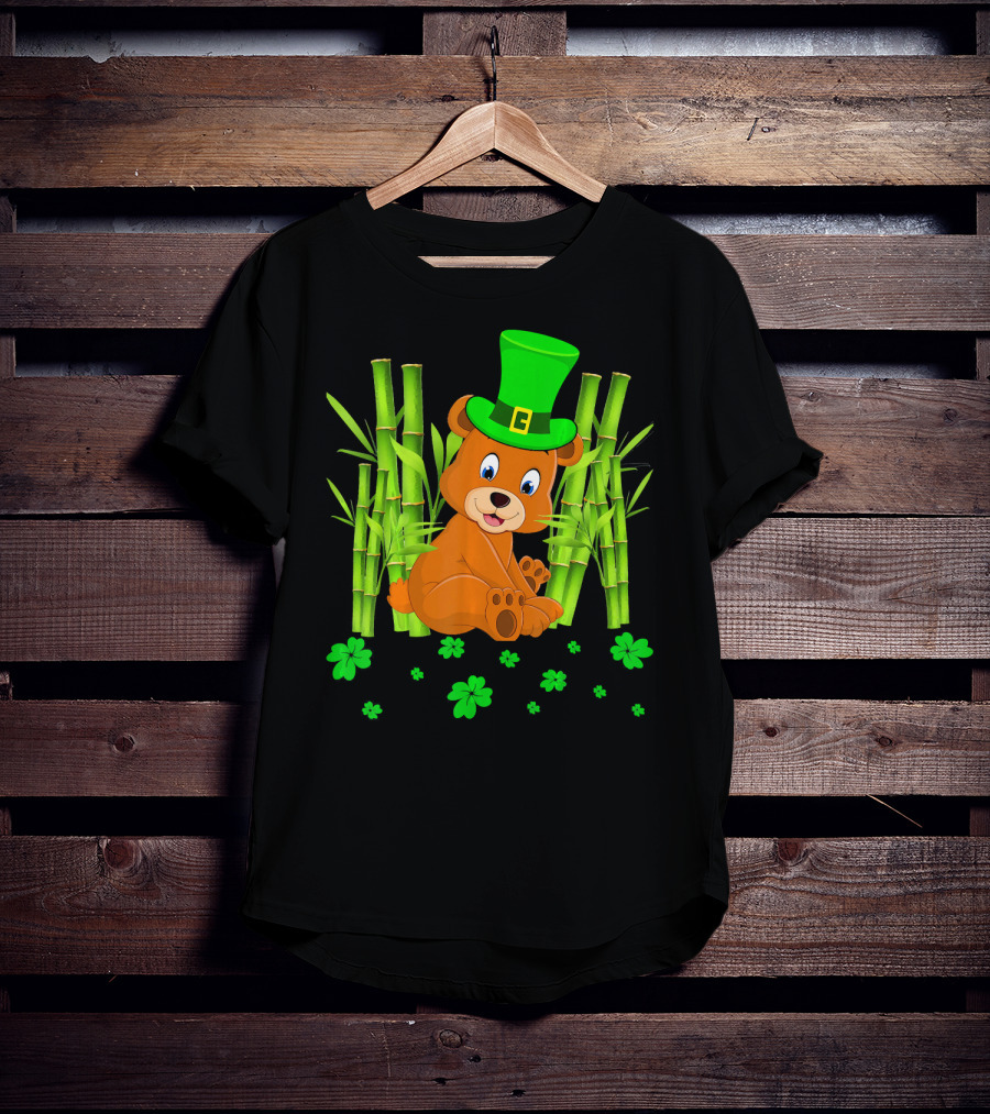 Leprechaun Bear Shamrock Bamboo St Patricks Day T-Shirt