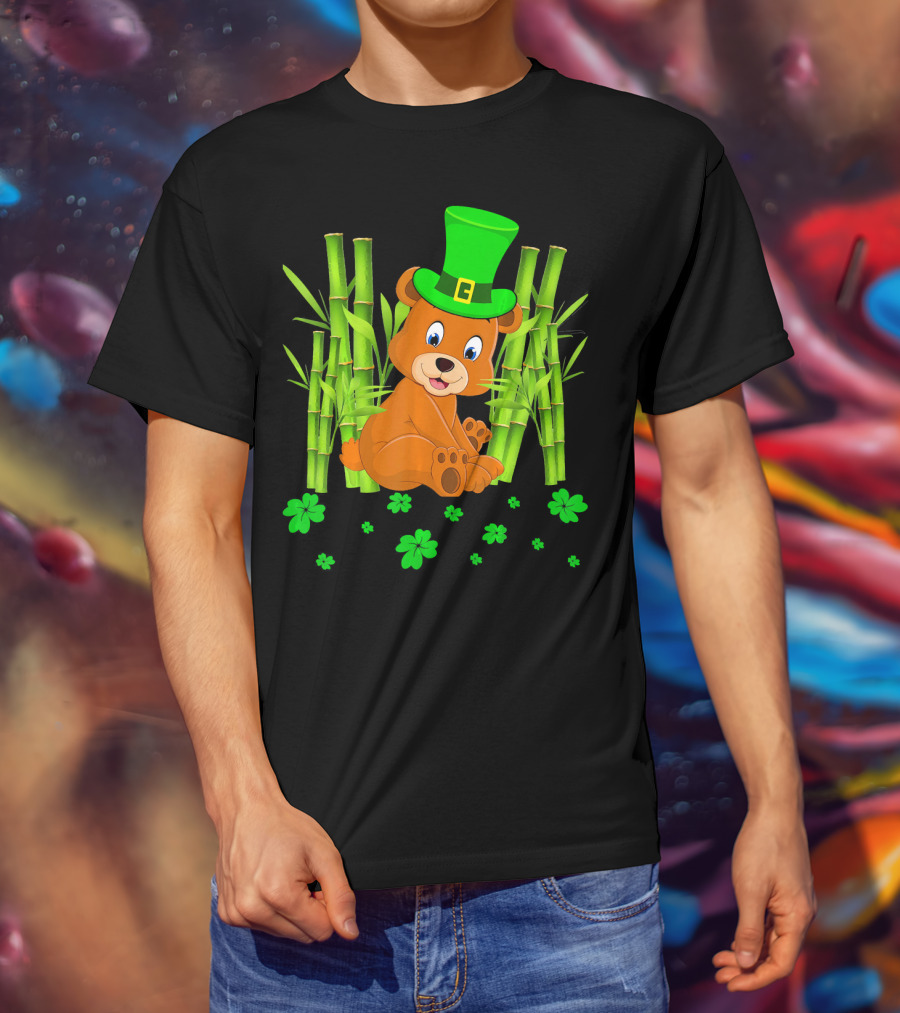 Leprechaun Bear Shamrock Bamboo St Patricks Day T-Shirt