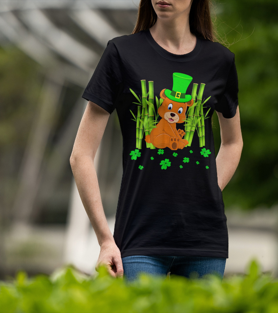 Leprechaun Bear Shamrock Bamboo St Patricks Day T-Shirt