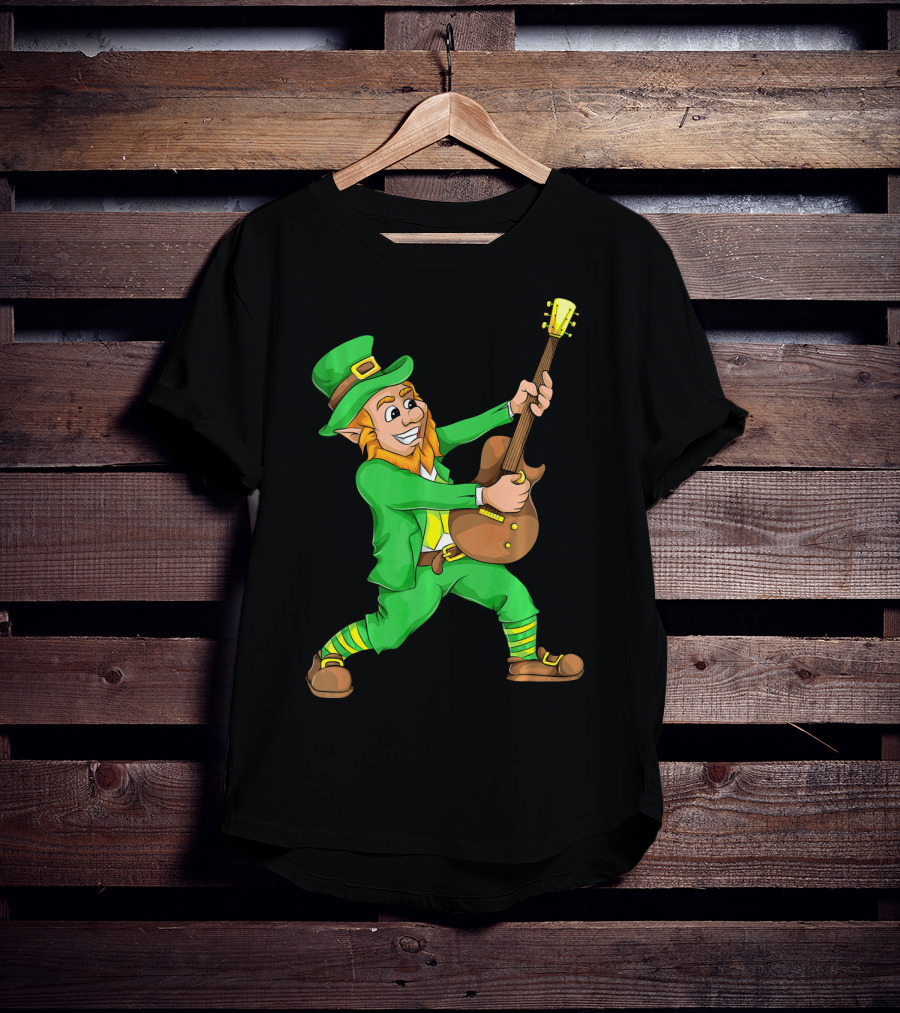 St. Patrick's Day Leprechaun Playing Guitar T-Shirt