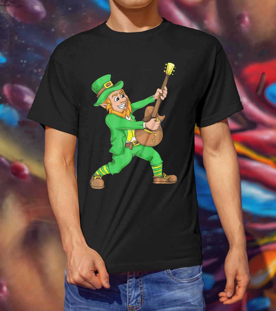 St. Patrick's Day Leprechaun Playing Guitar T-Shirt